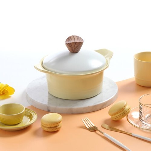 셰프라인 마카롱IH 세라믹냄비 16양수 (파스텔 옐로우)