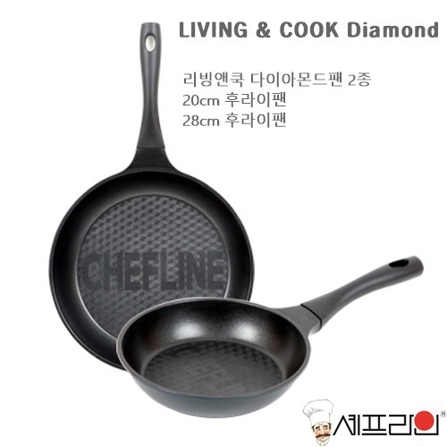 셰프라인 리빙앤쿡 다이아몬드 후라이팬 2종(팬28cm,궁중28cm)