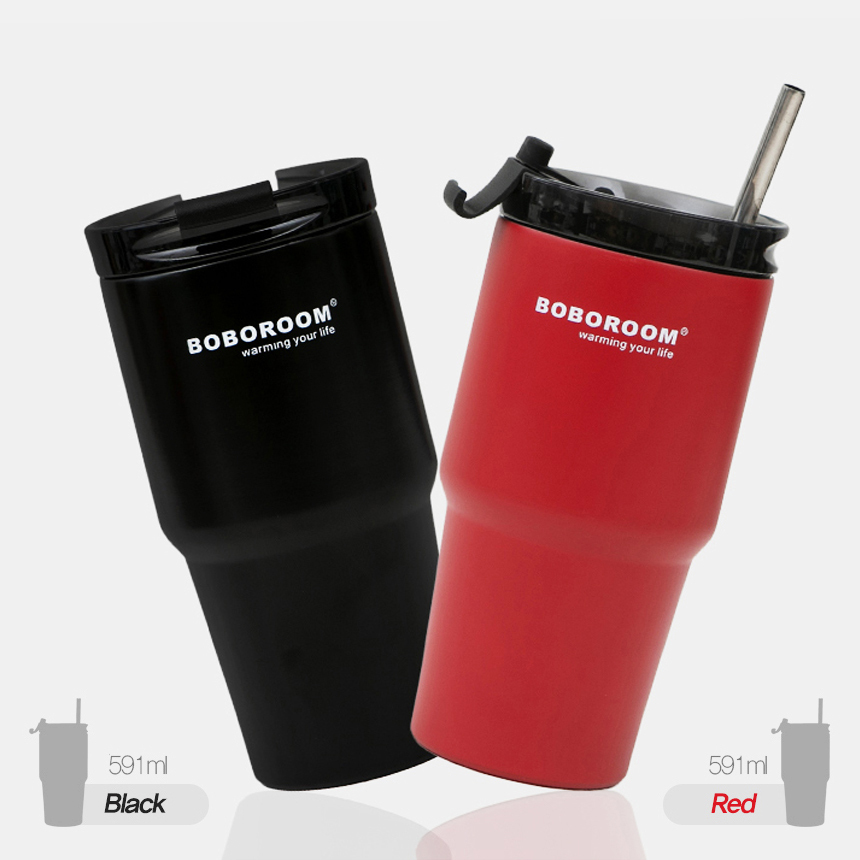 [보보룸] 프리미엄 v2 완벽진공 보온보냉 텀블러 591ml 블랙(품절) , 레드