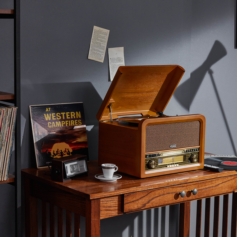 [휴라이즈] 올인원 Sound System (턴테이블+CD+블루투스+라디오+AUX+USB+무선리모컨) HR-TS200/HR-TS200