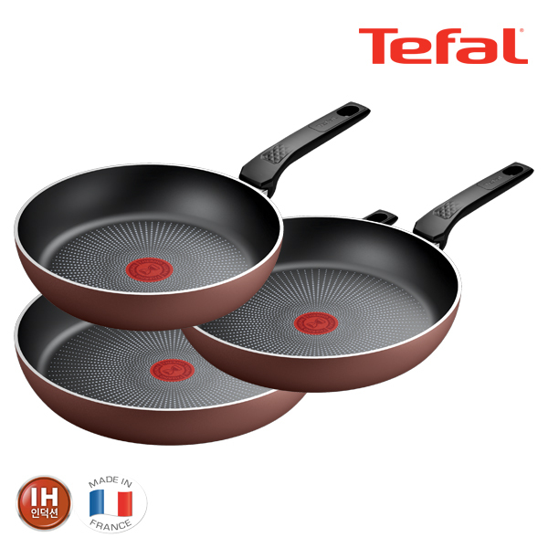 테팔 팬&냄비 PTFE IH 뉴 셰프터치 3종세트 (프라이팬 24cm + 28cm + 30cm) NCT_FP24_28_30