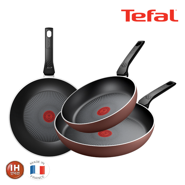 테팔 팬&냄비 PTFE IH 뉴 셰프터치 3종세트 (프라이팬 24cm + 30cm + 볶음팬 28cm) NCT_FP24_30_WP28