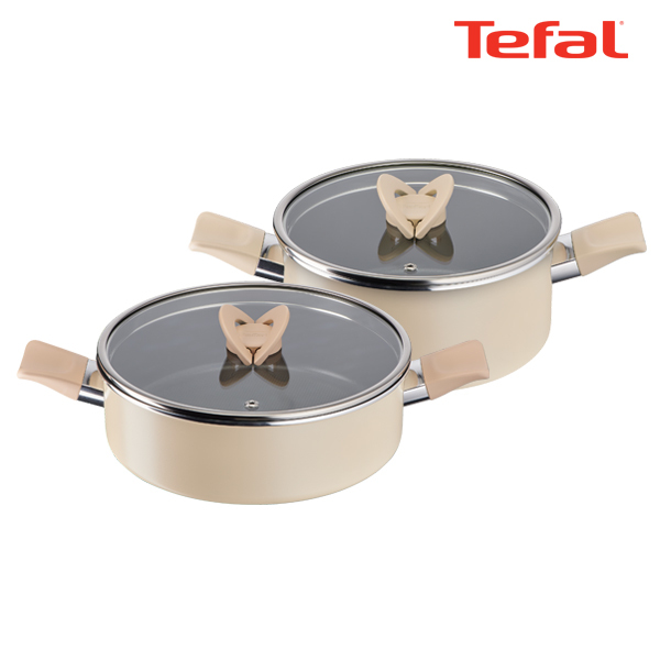테팔 팬&냄비 인덕션 블라썸 베이지 2종세트 (양수냄비 20cm + 전골냄비 24cm)BSMB_PT20_HP24