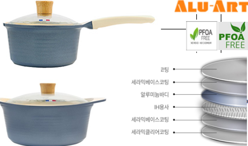 (백화점판매상품) [알루아트] HP 냄비 18편수 + 20양수 2종세트_인덕션겸용 HA 18(P)/ HP 20(P)