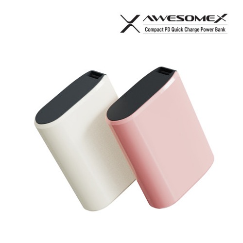 [어썸엑스] PD 22.5W 컴팩트 초고속 보조배터리  색상 : 핑크 ,화이트