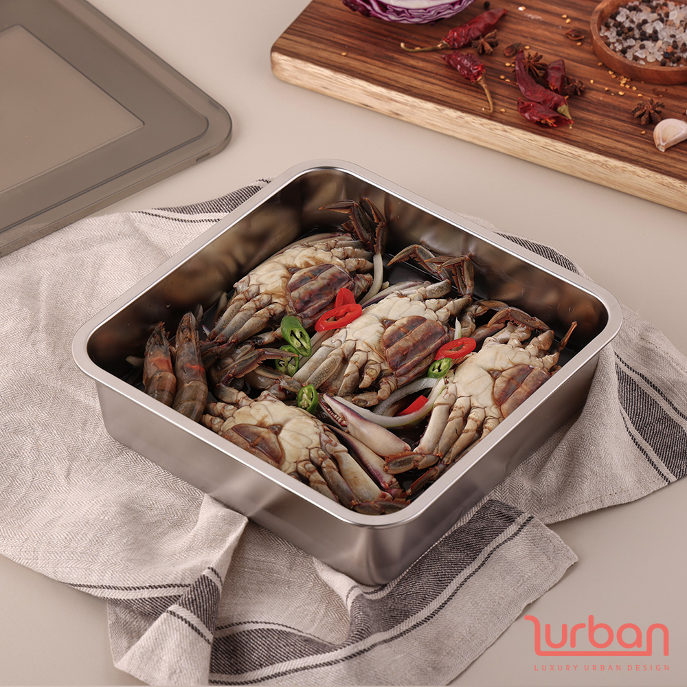 쉬젤 러반 스테인렌스 스퀘어밧드3PCS-(L)밧드본체-24cm/커버/와이어랙