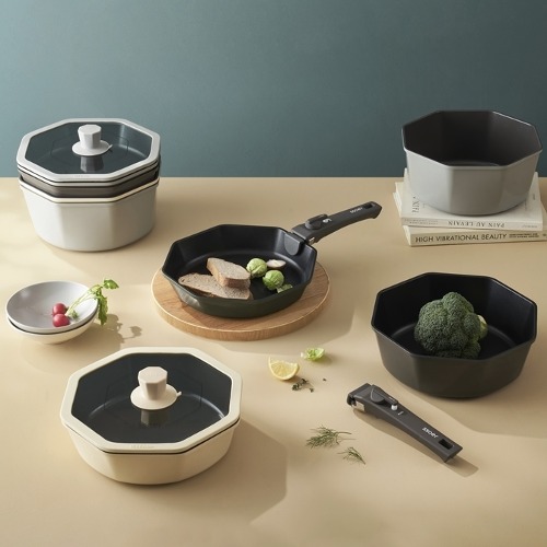 쏘에르 팔각 팔레트 멀티쿡웨어 7PCS 연그레이,베이지,핑크,딥그린 색상선택 / 앤