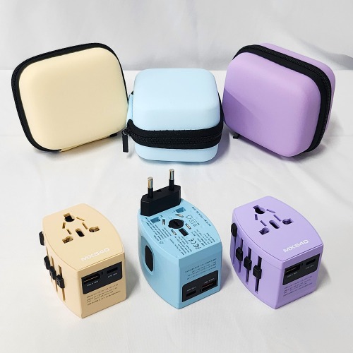 [엑스트라] MX540 해외 전용 CE/FCC인증 멀티 어댑터 (C타입/USB 충전지원) 슈가블루,바닐라베이지,스위트라벤더 색상선택
