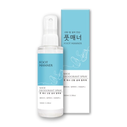 [더허브샵] 풋매너 신발냄새 탈취제 100ml  전용케이스 쇼핑백X 향: 페퍼민트+블랙체리+유칼립투스