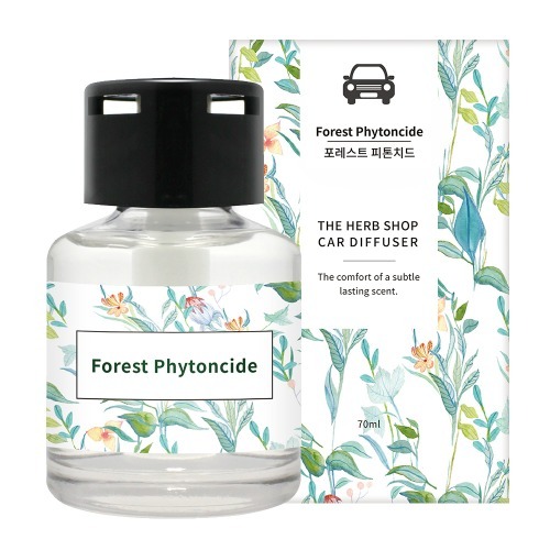 [더허브샵] 프리미엄  차량용 디퓨저 70ml (심지 타입)  전용케이스 쇼핑백X  향 선택: 블랙체리, 밤쉘, 플라워마켓, 포레스트가든, 아쿠아시크릿, 아카시아모링가