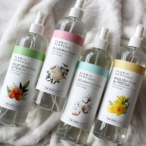 [더허브샵] 드레스 퍼퓸 섬유 탈취제 500ml  전용케이스 쇼핑백X  향 선택: 블랙체리, 에끌라 그린티 앤 피치, 옴니아 시크릿, 수국