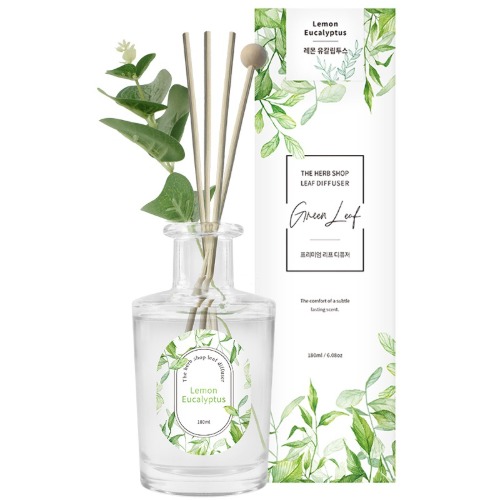 [더허브샵] 프리미엄 리프 디퓨저 180ml    전용케이스 쇼핑백X   향 선택: 프렌치라벤더, 블랙체리, 아쿠아시크릿, 포레스트피톤치드, 피치코튼, 플라워마켓, 레몬유칼립투스, 아카시아 모링가