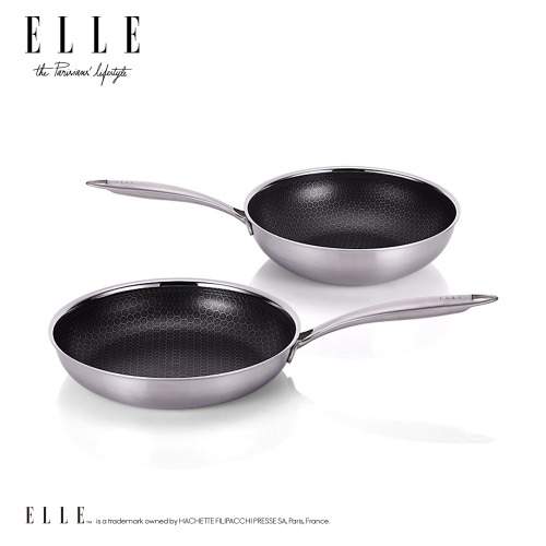 [ELLE] 엘르-루시  IH 통삼중 하이브코팅 프라이팬 2종세트 28cm 프라이팬, 26cm 궁중팬