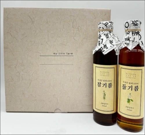 [옳음] 100% 국내산 참기름 + 들기름 세트 ( 300 ml ) 면세상품!!