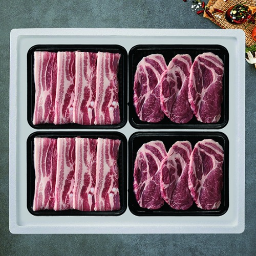 [국제식품] 한돈1등급 냉장 선물세트 2kg (삼겹살500g*2, 목살500g*2) / 면세상품