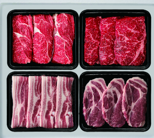 [국제식품] 한우1등급 /한돈1등급 냉장 구이세트 1.4kg (등심300g, 채끝300g, 삼겹살400g, 목살400g) / 면세상품