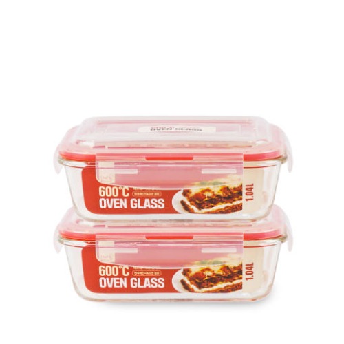 [셰프웨어]  600℃ 오븐글라스  직사각 1,040ml  2조 세트