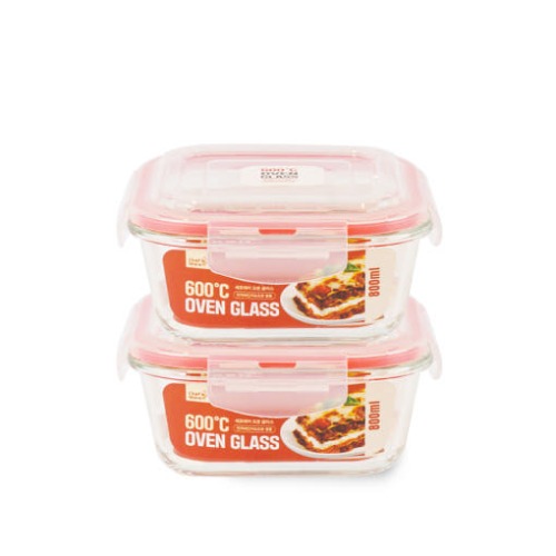 [셰프웨어]  600℃ 오븐글라스  정사각 800ml  2조 세트
