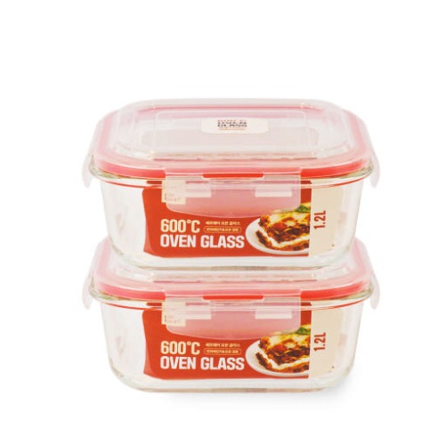[셰프웨어]  600℃ 오븐글라스  정사각 1,200ml  2조 세트