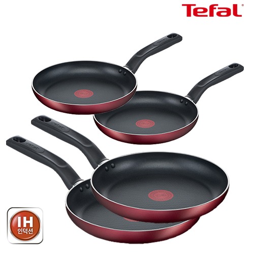 [테팔] 셰프드쿡 레드와인 인덕션 티타늄 프라이팬 24m*2EA + 28cm*2EA