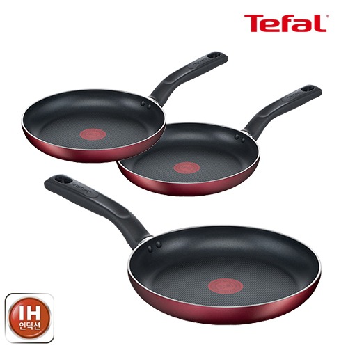 [테팔] 셰프드쿡 레드와인 인덕션 티타늄 프라이팬 24cm*2EA + 28cm*1EA