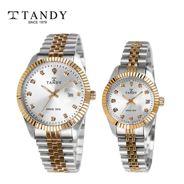 [TANDY] 탠디 럭셔리 커플 메탈 손목시계(스와로브스키 식입) T-3909 여자 골드콤비