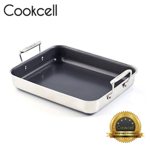 [Cookcell] 쿡셀 통3중 더블코팅 IH 블랙에디션 사각멀티팬 32cm