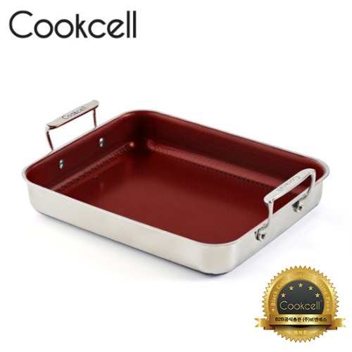 [Cookcell] 쿡셀 통3중 더블코팅 IH 루비에디션 사각멀티팬 32cm