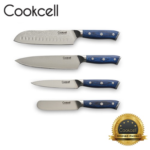 [Cookcell] 쿡셀 프리미엄 다마스커스 첼로 4종 칼세트