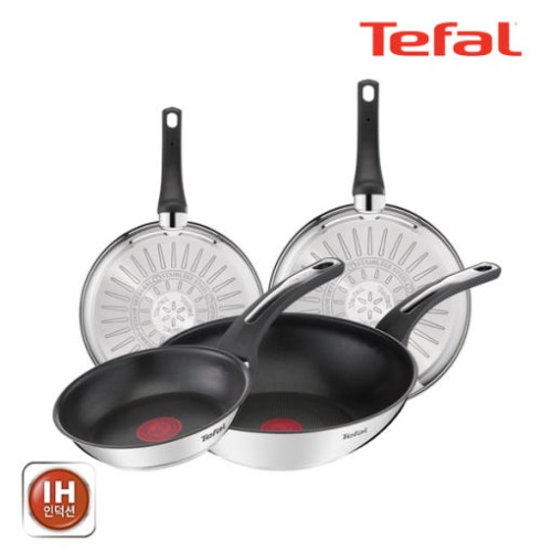 테팔 팬&냄비 인덕션 스테인리스 스틸 뉴 이모션 4종세트 (프라이팬 18cm + 20cm + 24cm + 볶음팬 28cm) NEM_FP18_20_24_WP28