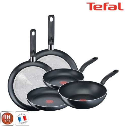 테팔 팬&냄비 인덕션 스타트이지 5종세트 (프라이팬 24cm + 28cm + 30cm + 32cm + 볶음팬 28cm) STEY_FP24_28_30_32_WP28