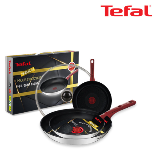 [테팔] 유니크 인덕션 프리미엄 프라이팬 20cm+28cm+멀티팬 28cm+유리뚜껑 CT1-UQFP2028W28G