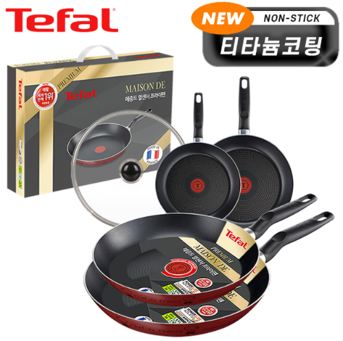 [테팔] 뉴메종드 티타늄 프리미엄 프라이팬 20cm+26cm+28cm+30cm+유리뚜껑 CT1-NMFP06830G