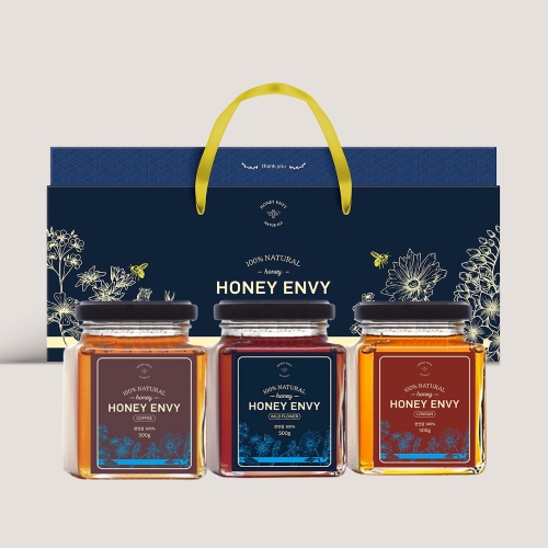 (면세) [허니엔비]천연꿀 500g 3종 세트(커피꿀 500g+야생화꿀 500g+용안꿀 500g)