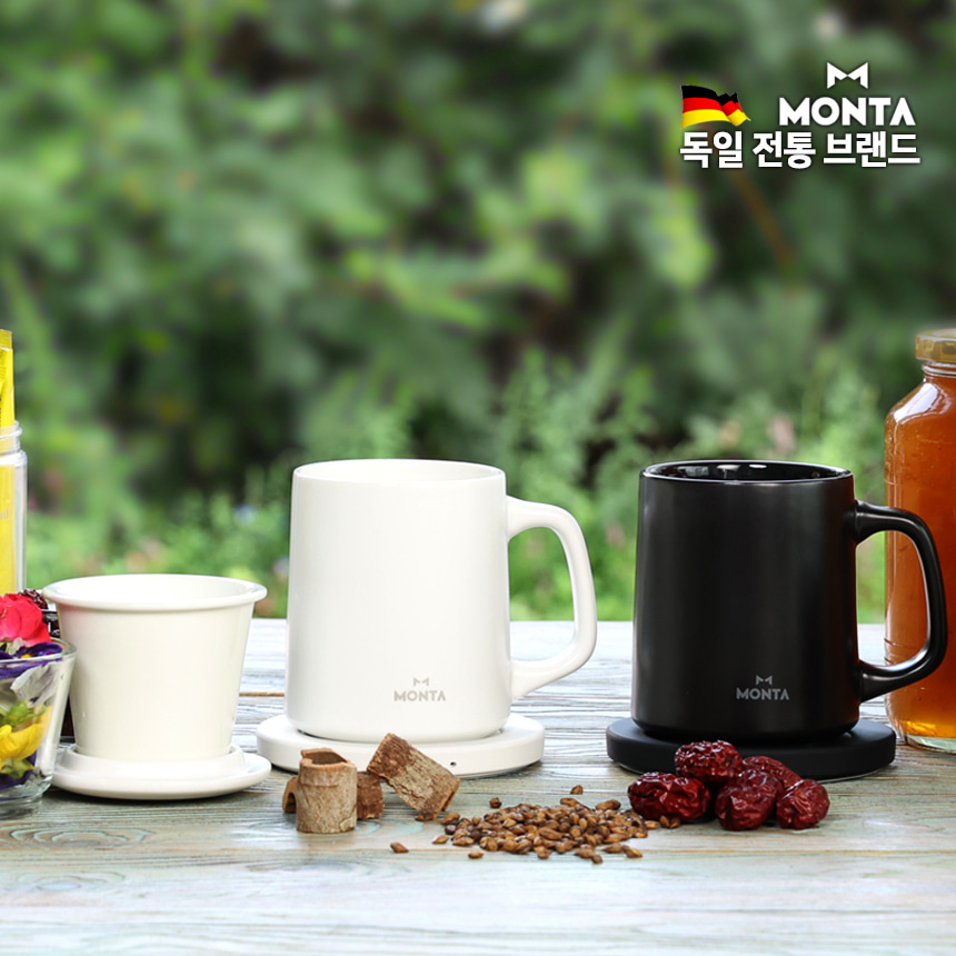 [몬타] 무선충전&보온 머그컵-화이트/블랙