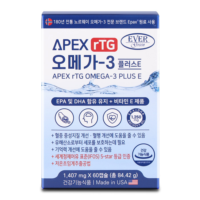 에버그린 에이펙스 알티지 오메가-3 비타민E 1,407mg x 60캡슐