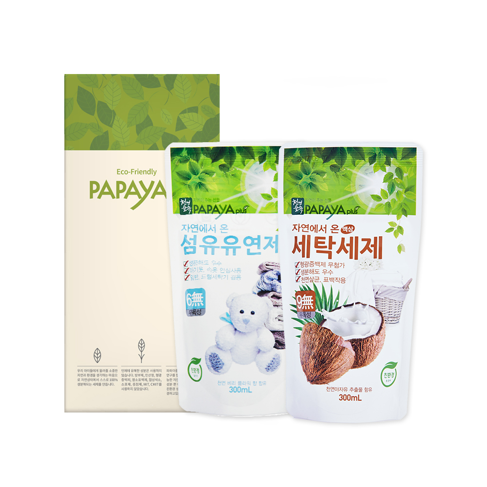 파파야플러스 세제&유연제 리필 2종