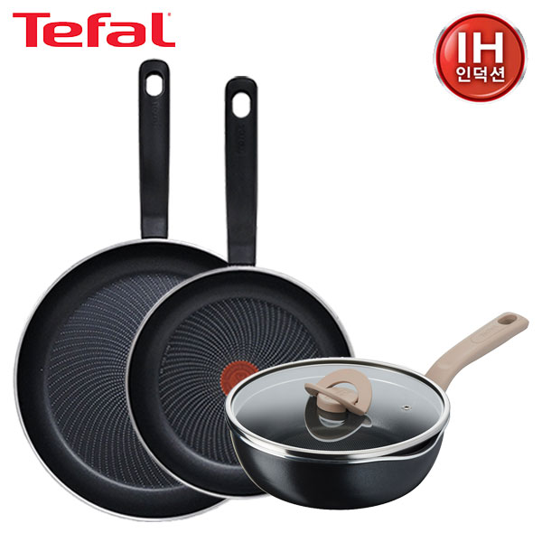 [테팔] 퍼펙트 쿠킹 다크 인덕션 프라이팬 24cm+30cm+G6 원픽 냄비팬 22cm(블랙)