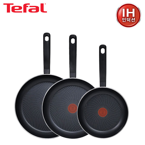 [테팔] 퍼펙트 쿠킹 다크 인덕션 프라이팬 24cm+28cm+30cm