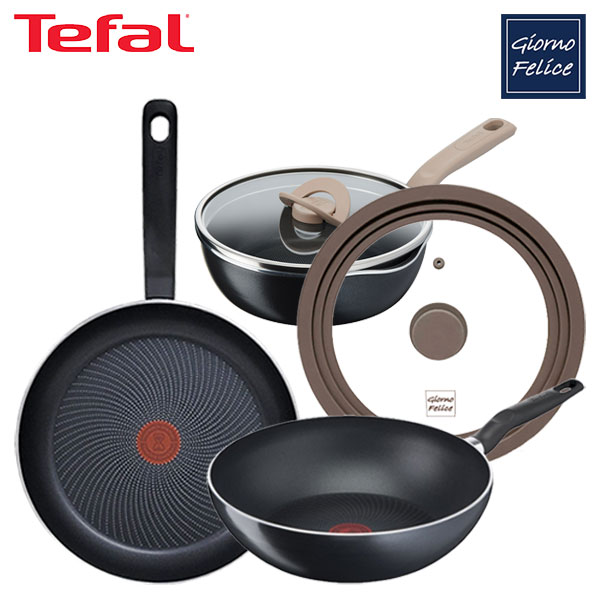 [테팔] 퍼펙트 쿠킹 다크 인덕션 프라이팬 28cm+멀티팬 28cm+G6 원픽 냄비팬 22cm(블랙)+[죠르노펠리체] 실리콘 멀티 유리 뚜껑 M