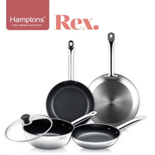 [Hamptons]독일햄튼 렉스 스텐 인덕션 코팅 후라이팬4종세트(5P) 22CM(원형팬)+26CM(원형팬)+28CM(원형팬)+24CM(셰프팬)+24CM(유리뚜껑)